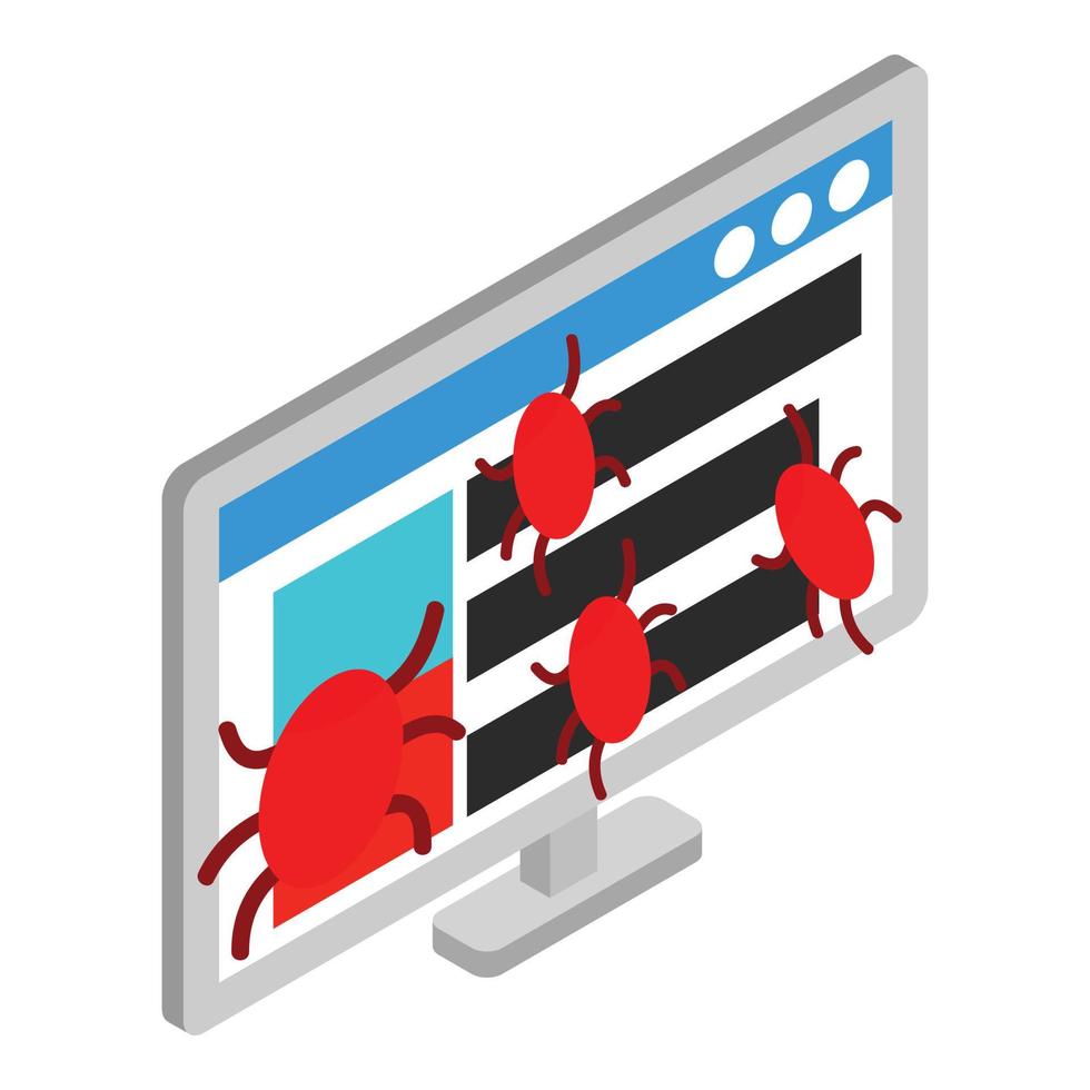 Website virus icon, isometric style vector