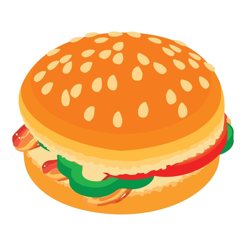 Big burger icon, isometric style vector