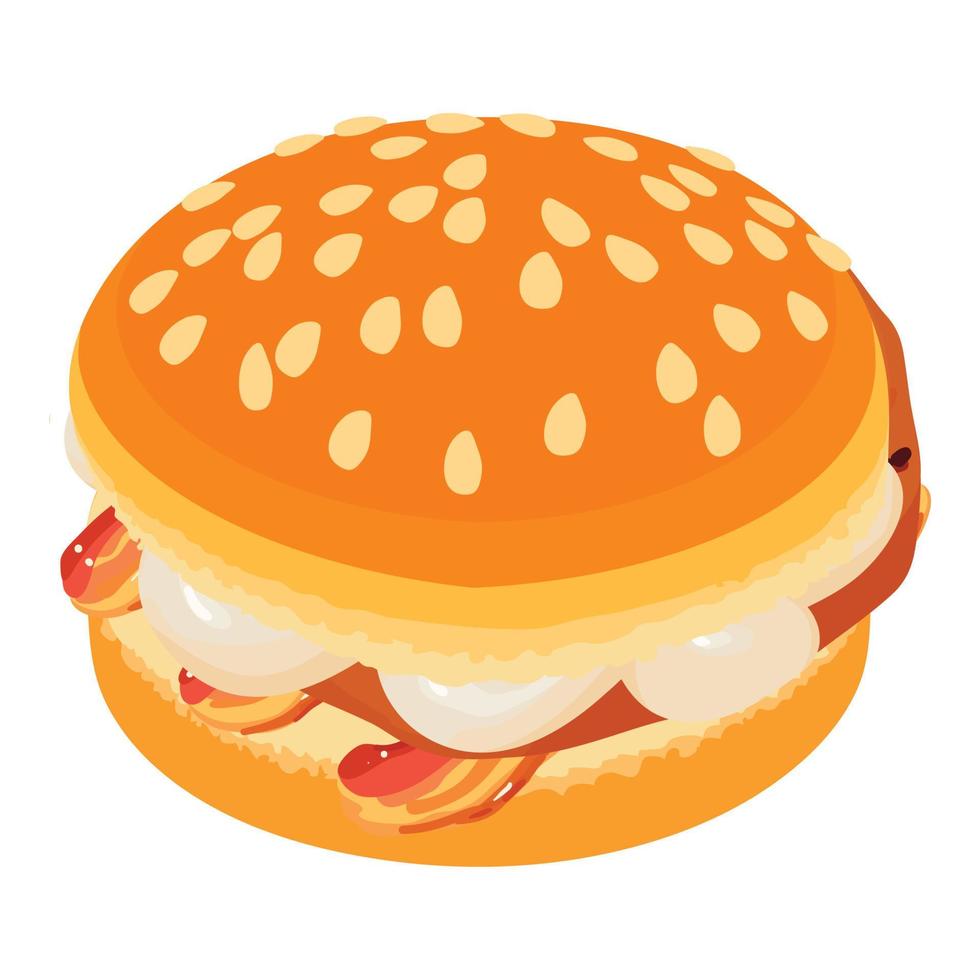 icono de hamburguesa casera, estilo isométrico vector