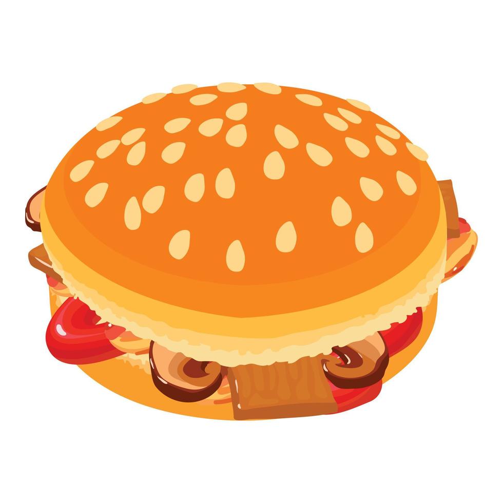 icono de hamburguesa gourmet, estilo isométrico vector