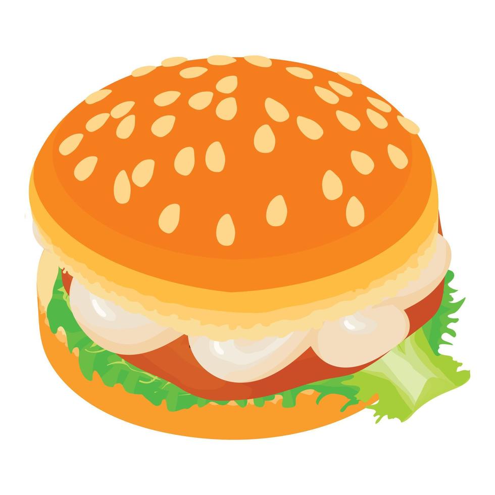 icono de hamburguesa, estilo isométrico vector