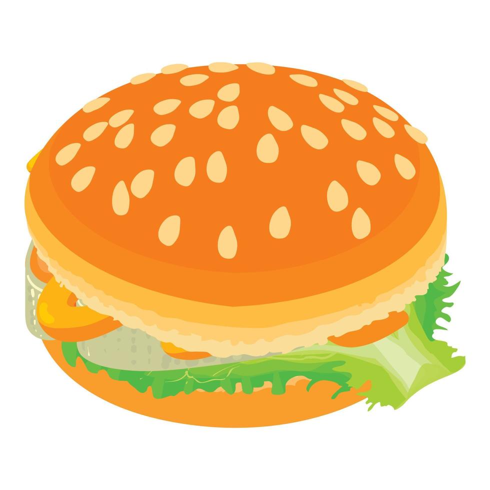 Seafood burger icon, isometric style vector