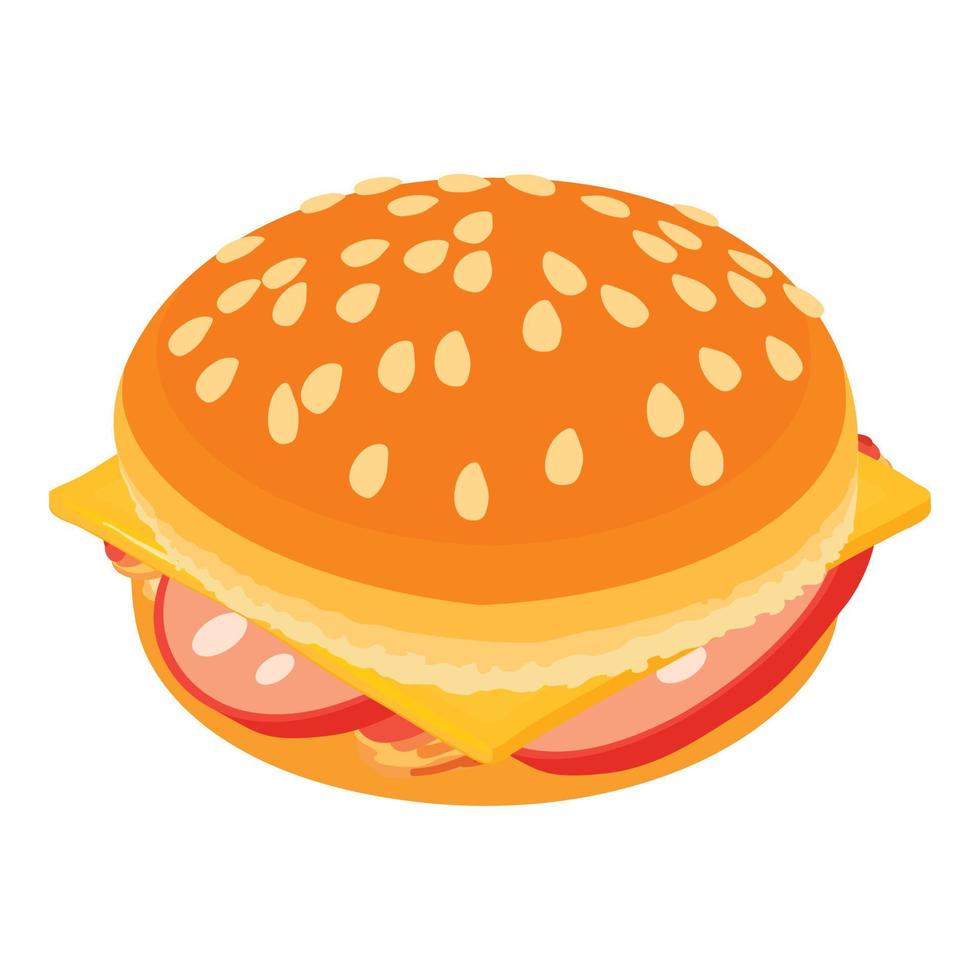 Tasty cheeseburger icon, isometric style vector