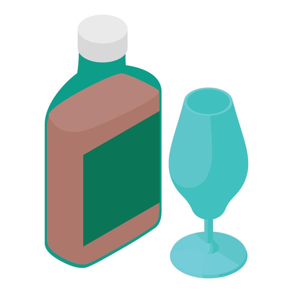 icono de whisky, estilo isométrico vector