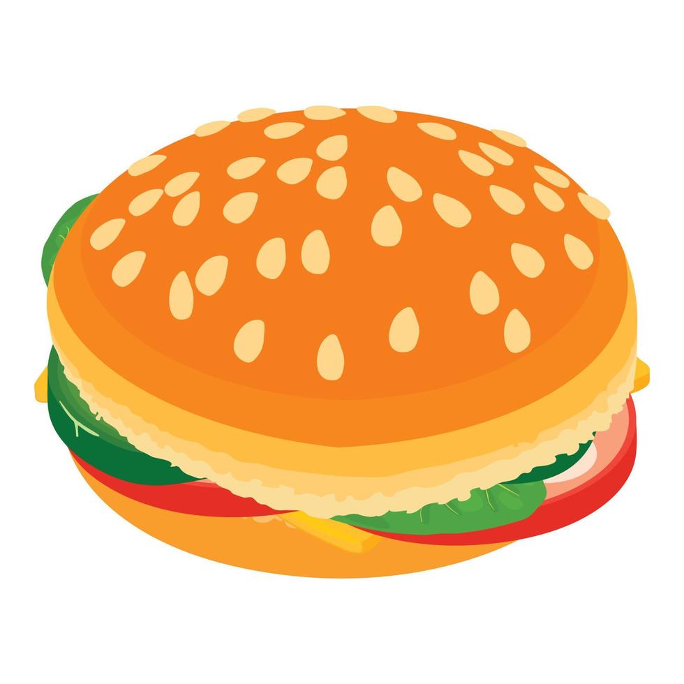 icono de hamburguesa grande, estilo isométrico vector