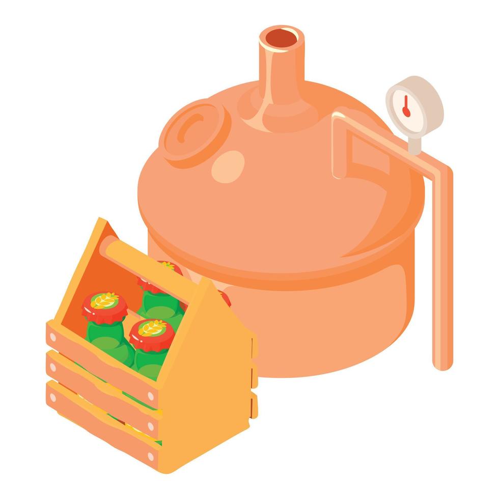 Automatic brewery icon, isometric style vector