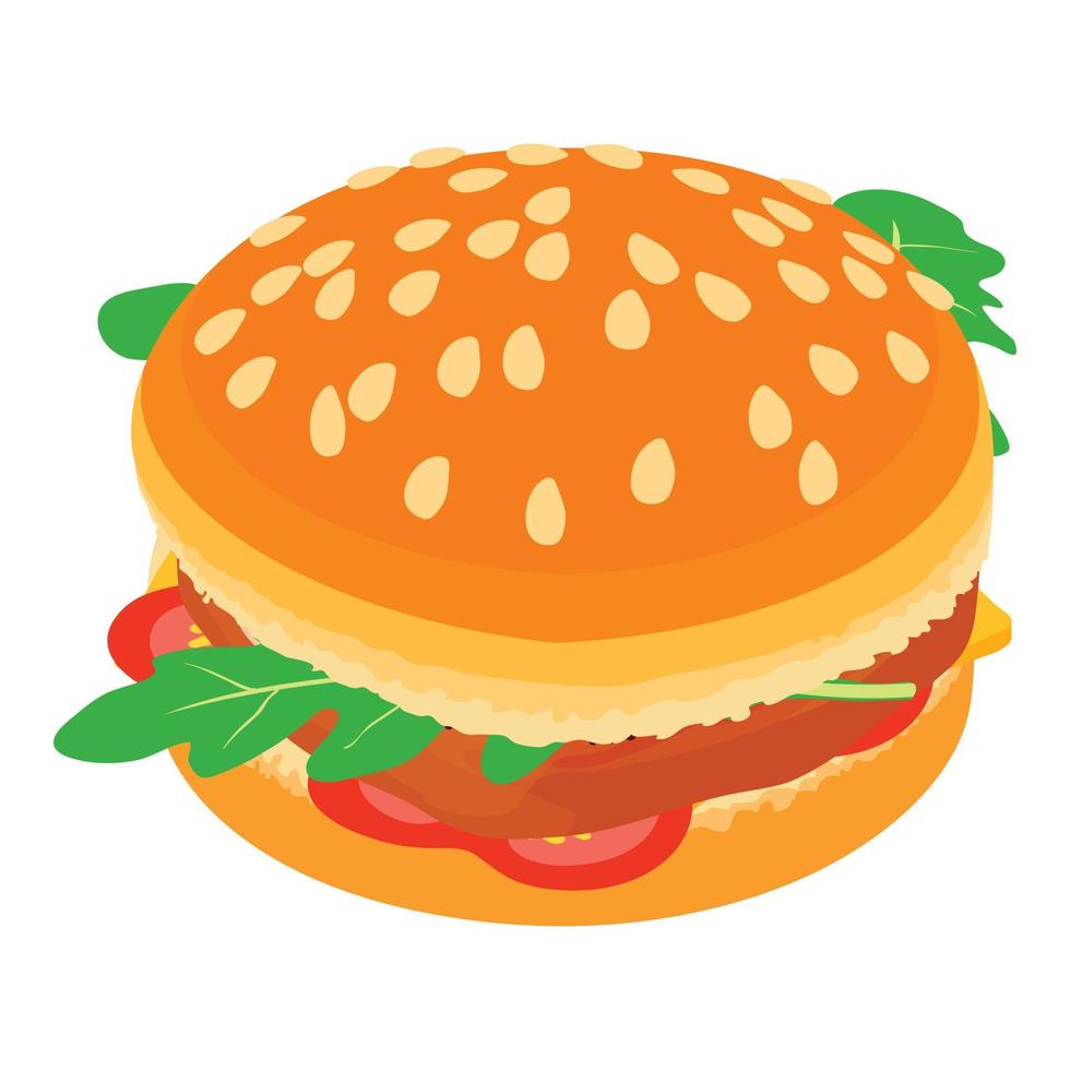 icono de hamburguesa grande, estilo isométrico vector