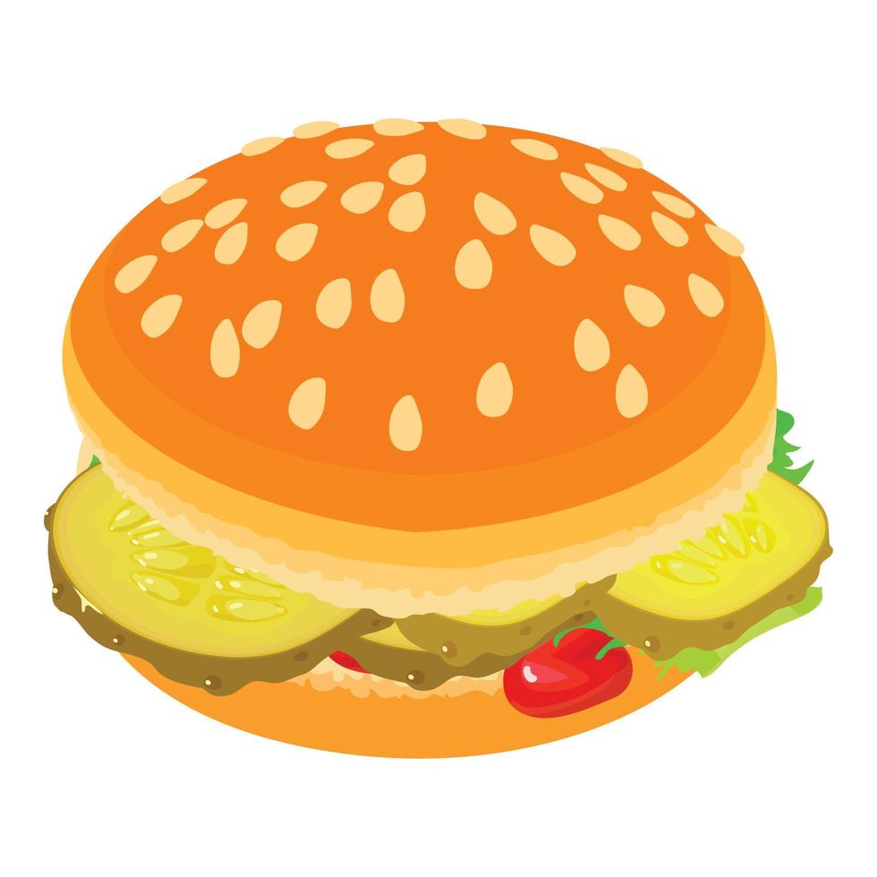 Appetizing burger icon, isometric style vector