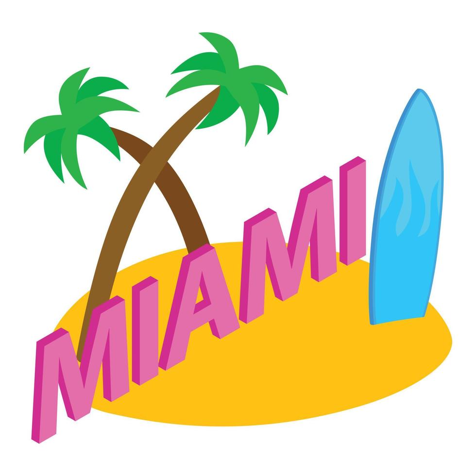 icono de la playa de miami, estilo isométrico vector