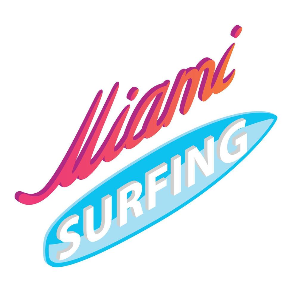 Miami surfing icon, isometric style vector