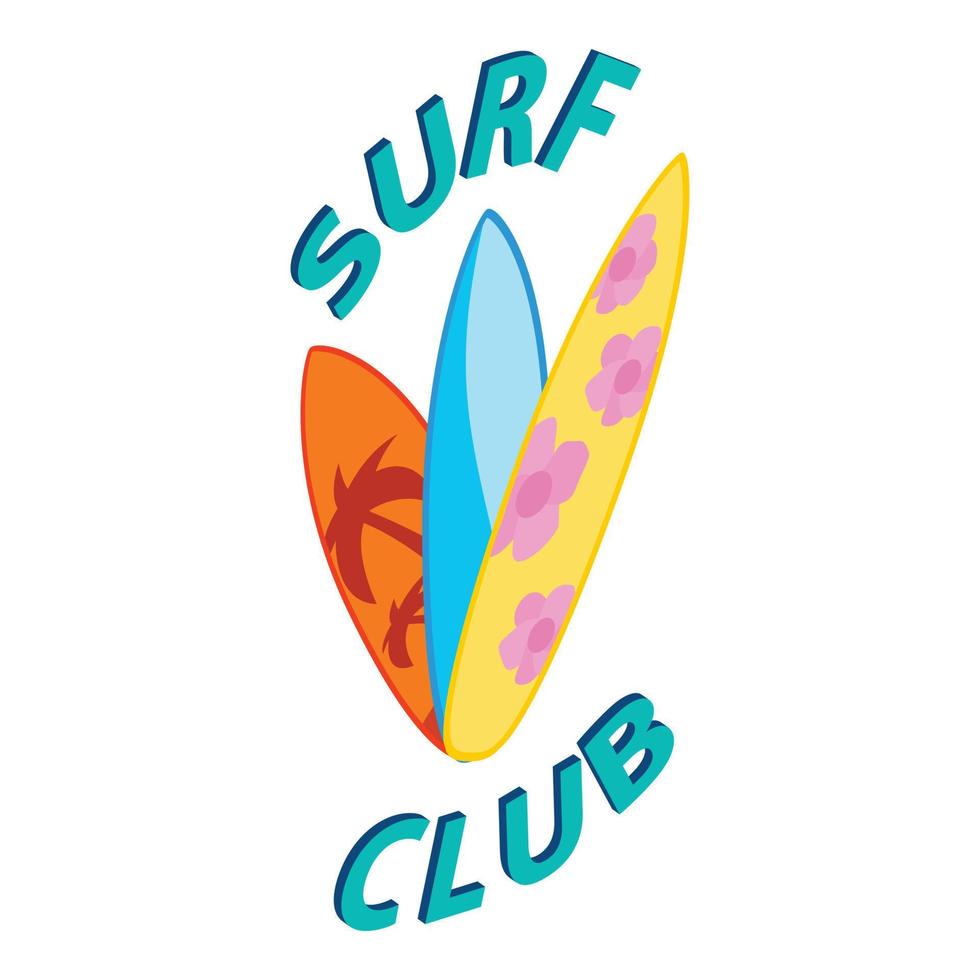 Surfing club icon, isometric style vector