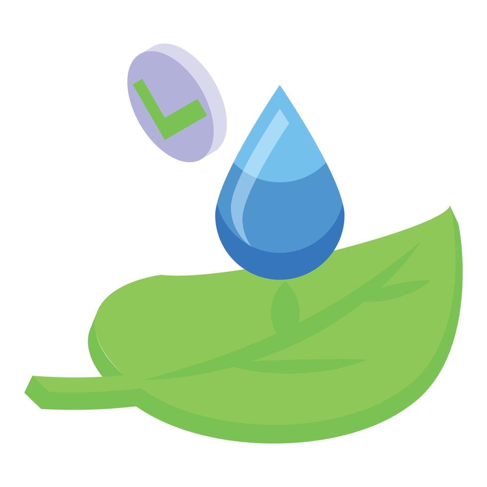 Eco water leaf icon isometric vector. Aqua drop vector