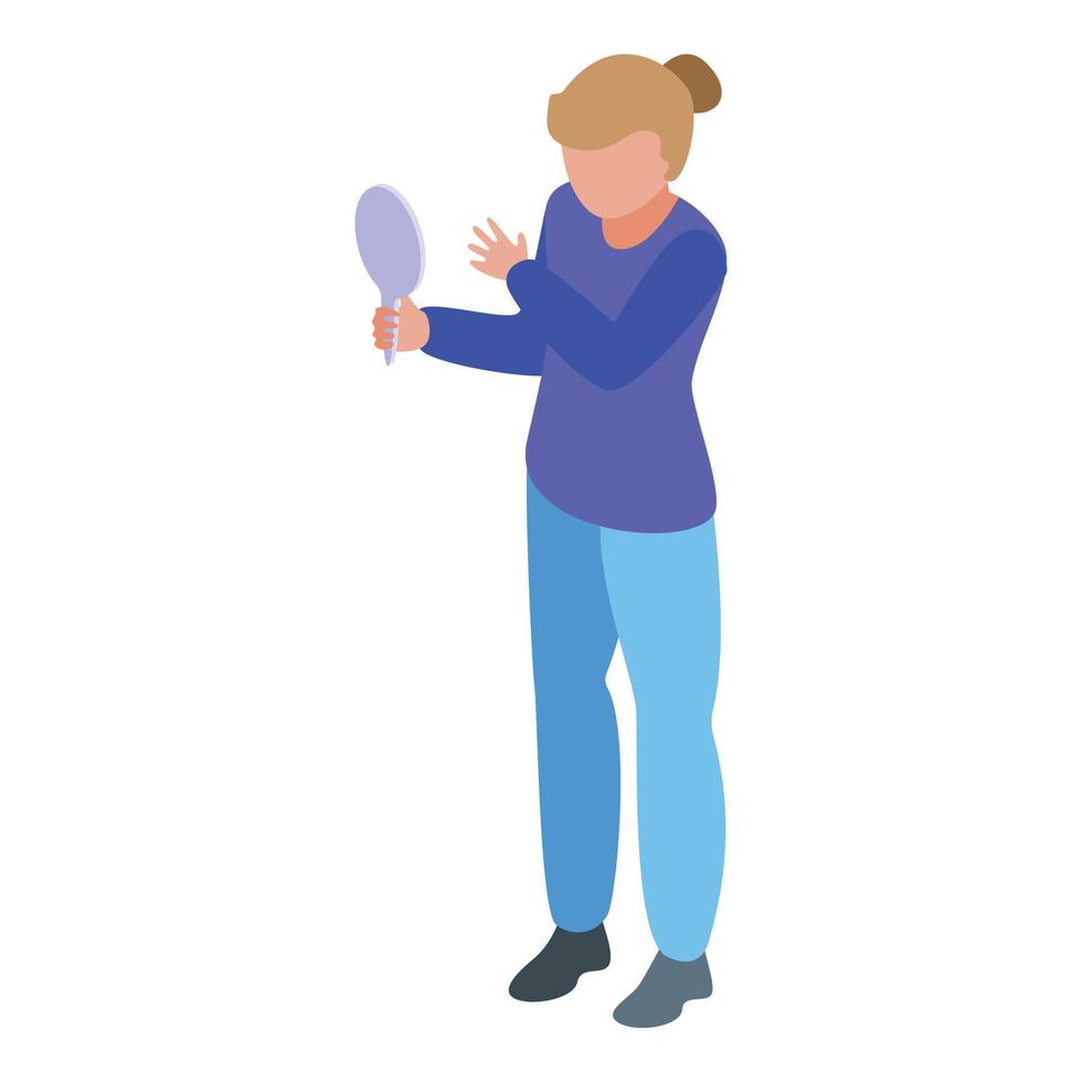 Woman self reflection icon isometric vector. Ego narcissism vector