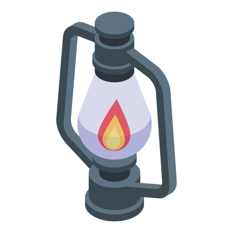 vector isométrico del icono de la lámpara de campamento. linterna de gas de aceite