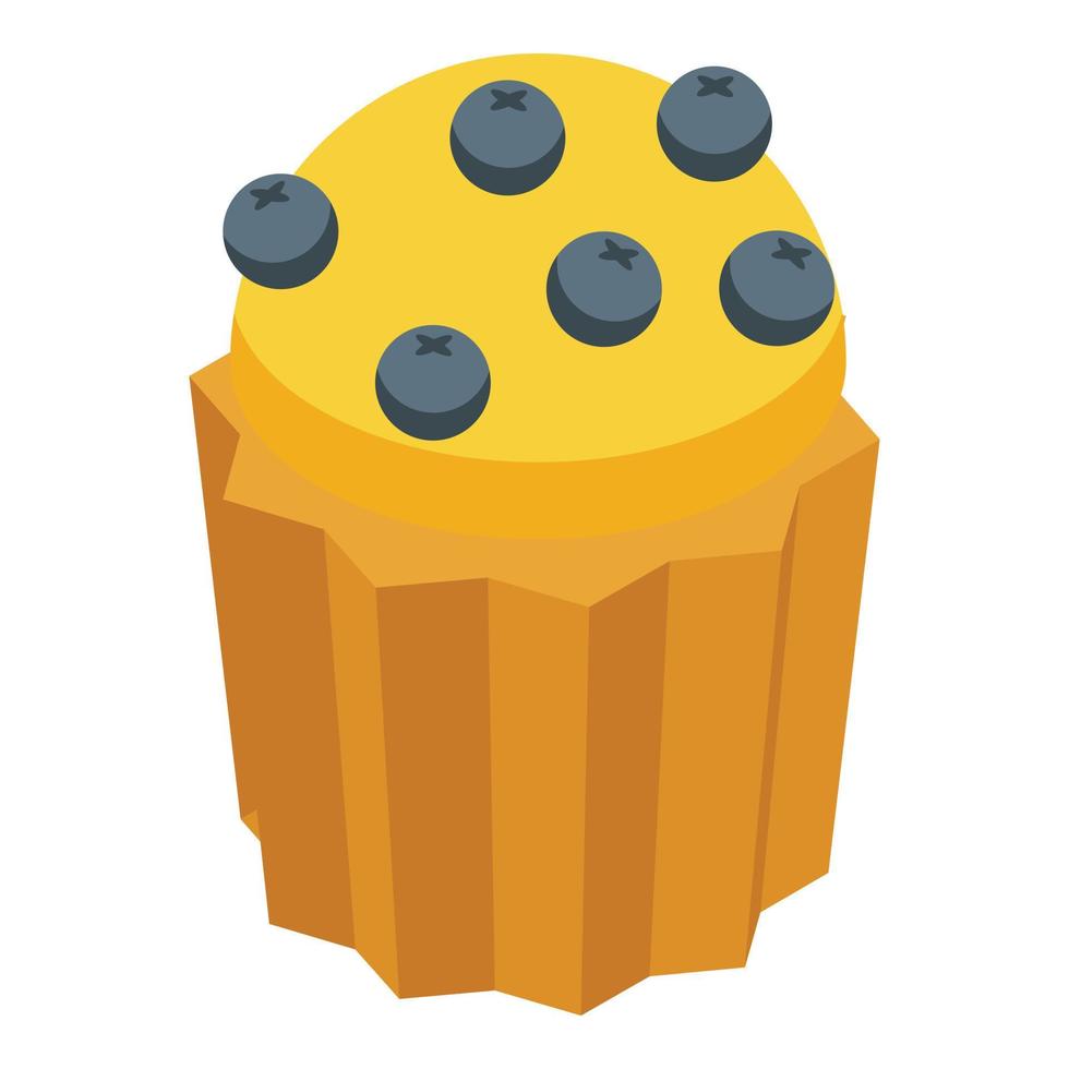 Berry muffin icon, isometric style vector