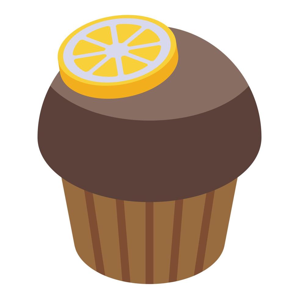 Lemon muffin icon, isometric style vector