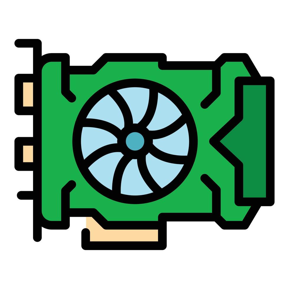 Pc video card icon color outline vector