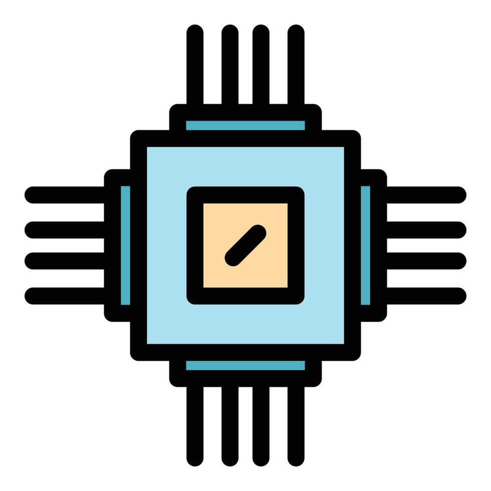 Processor hardware icon color outline vector