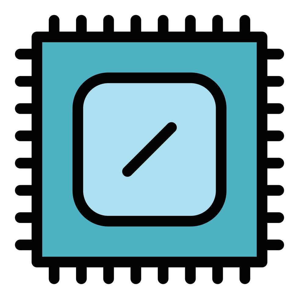 Cpu hardware icon color outline vector