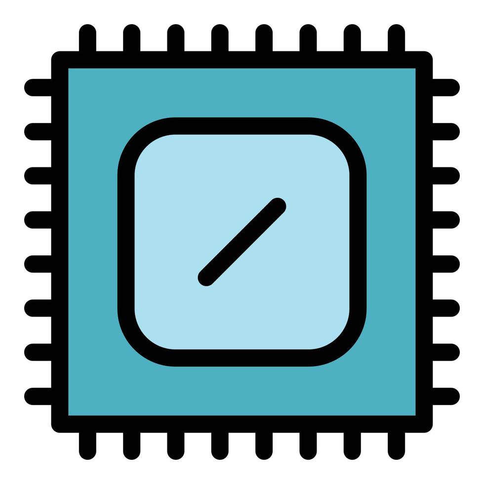 Cpu hardware icon color outline vector