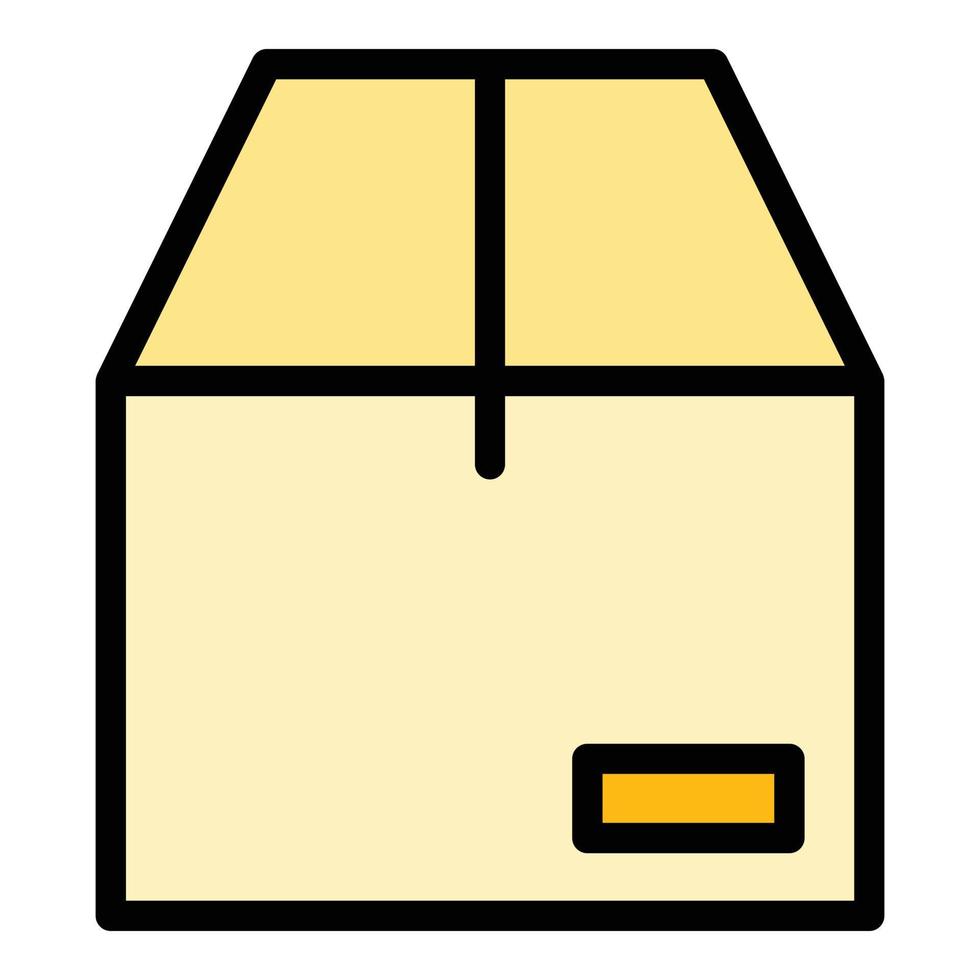 vector de contorno de color de icono de caja de paquete