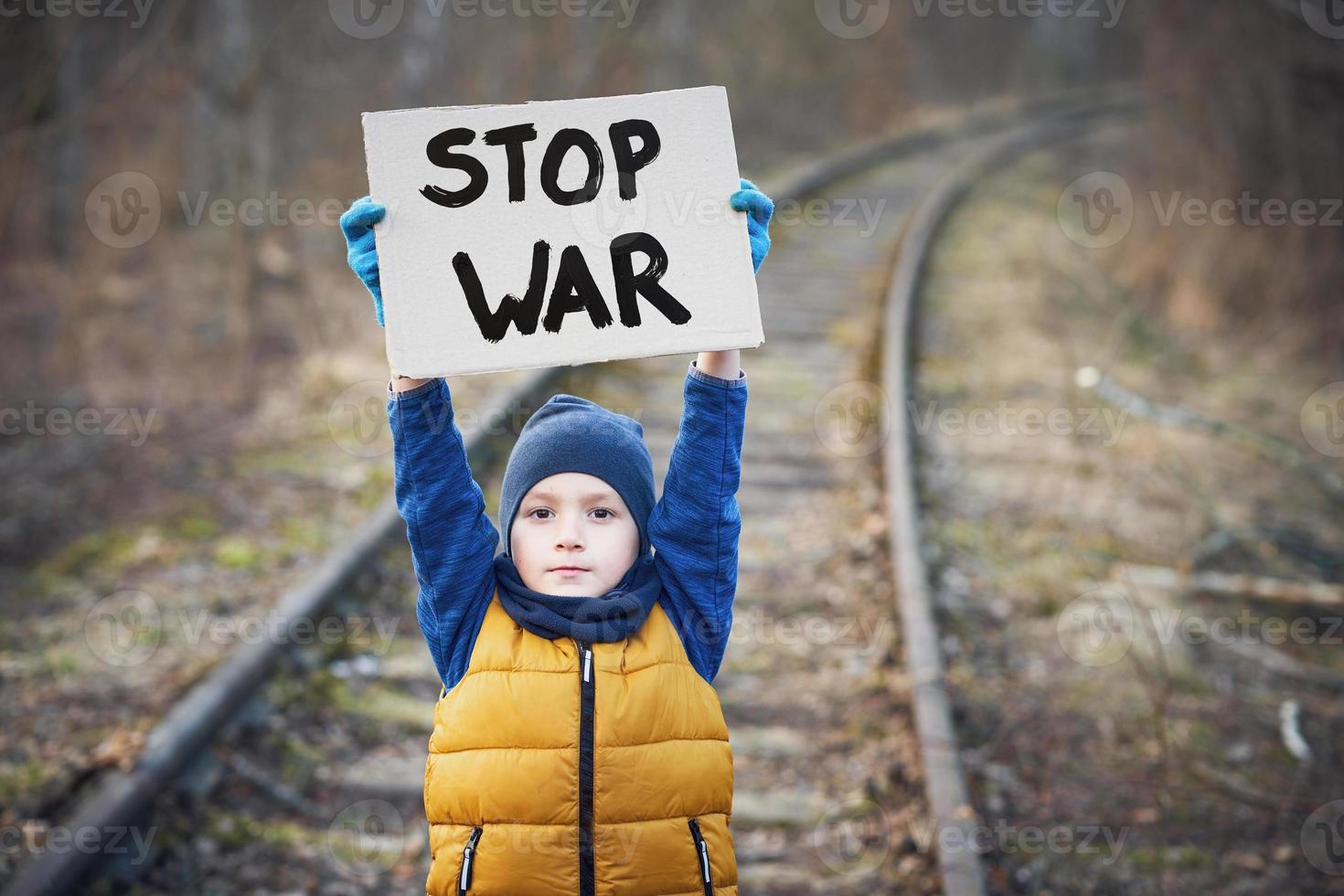 Picture of a child with a lot of love and peaceful message photo