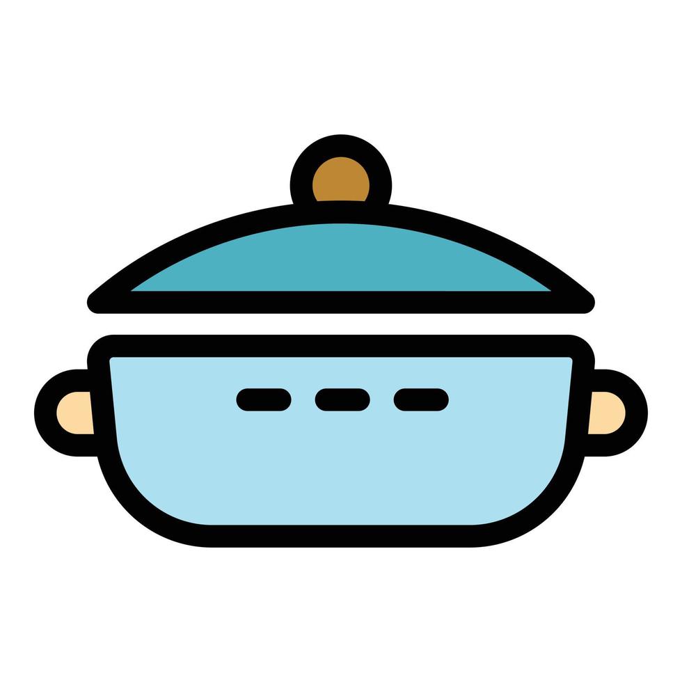 cocina wok sartén icono color contorno vector