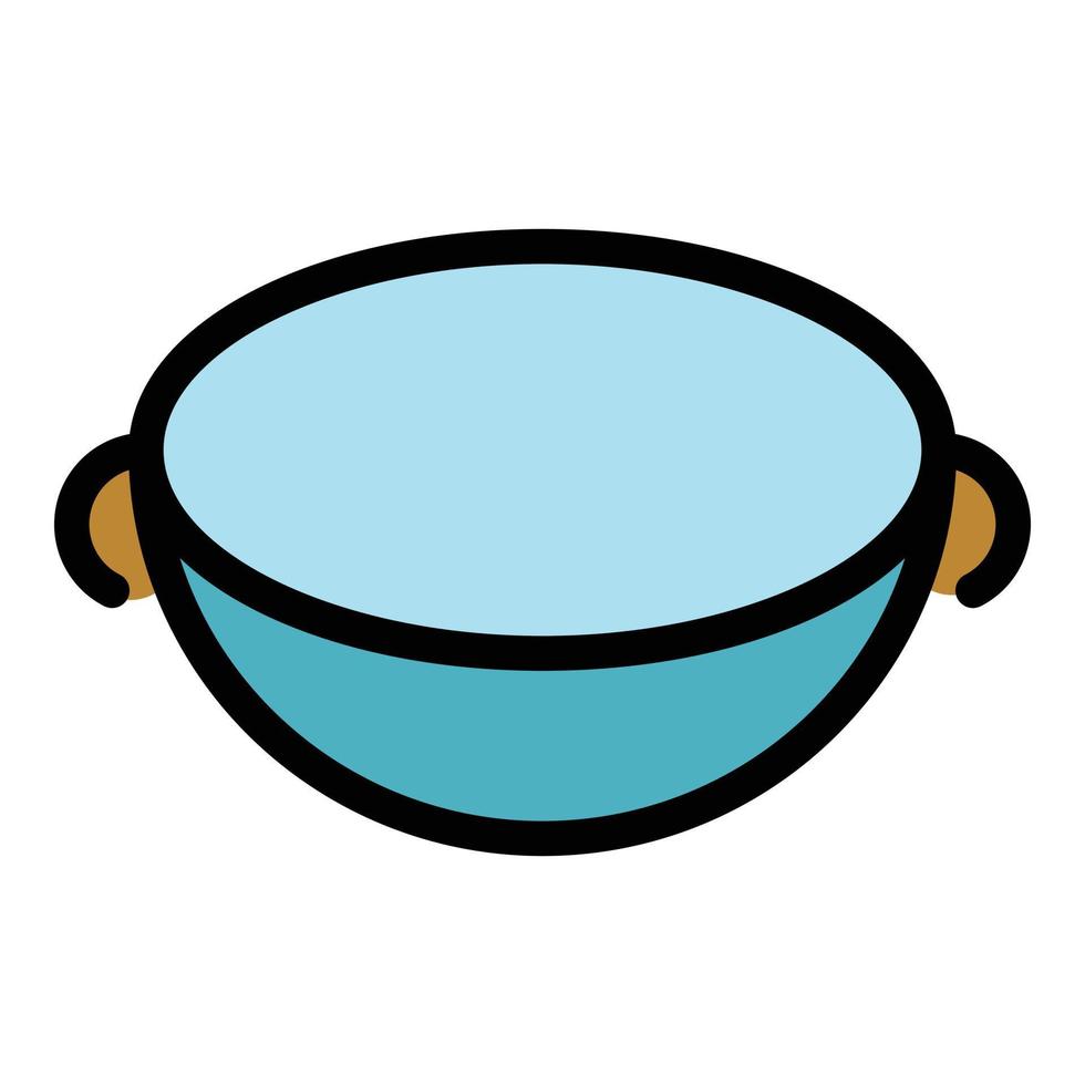 vector de contorno de color de icono de sartén wok asiático