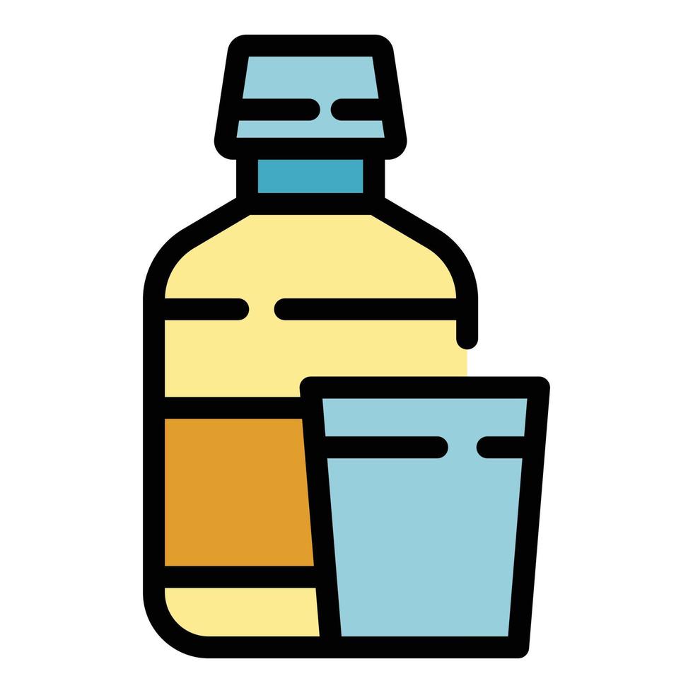 Mouthwash bottle glass icon color outline vector