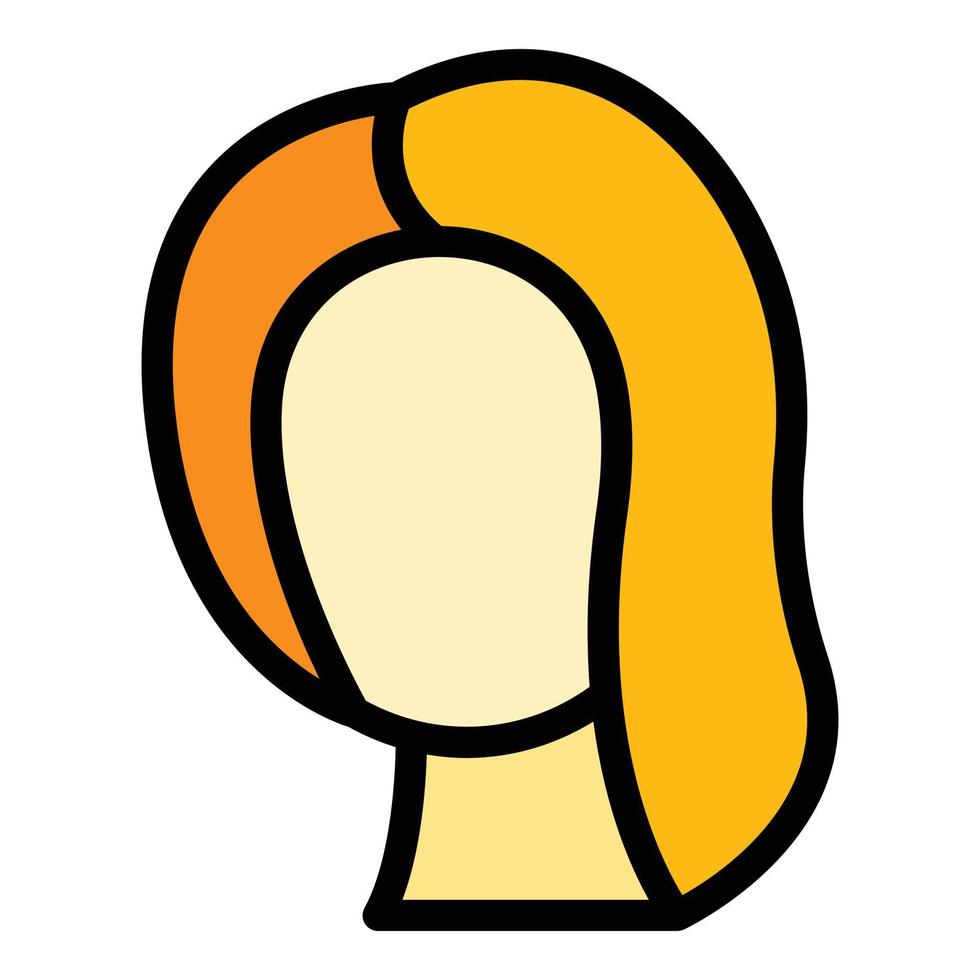 Hair wig icon color outline vector