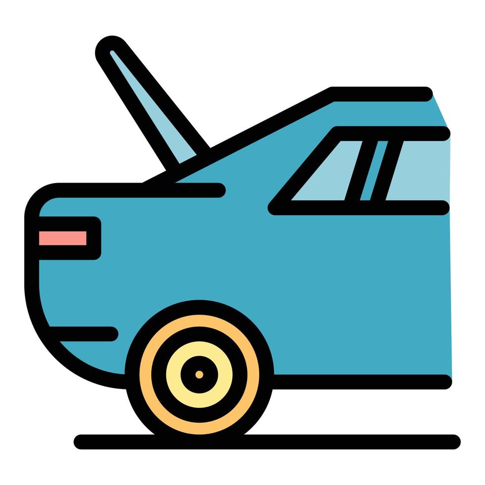 coche con vector de contorno de color de icono de maletero abierto