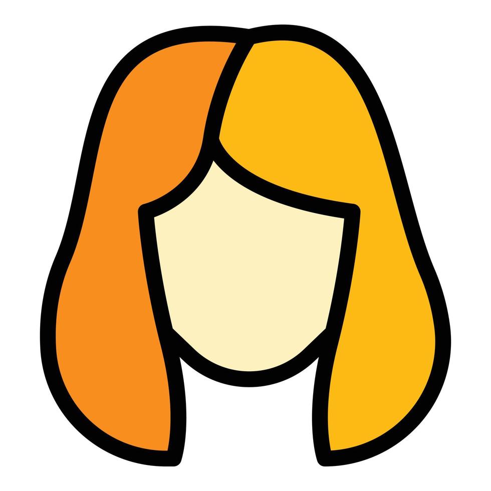 Girl wig icon color outline vector