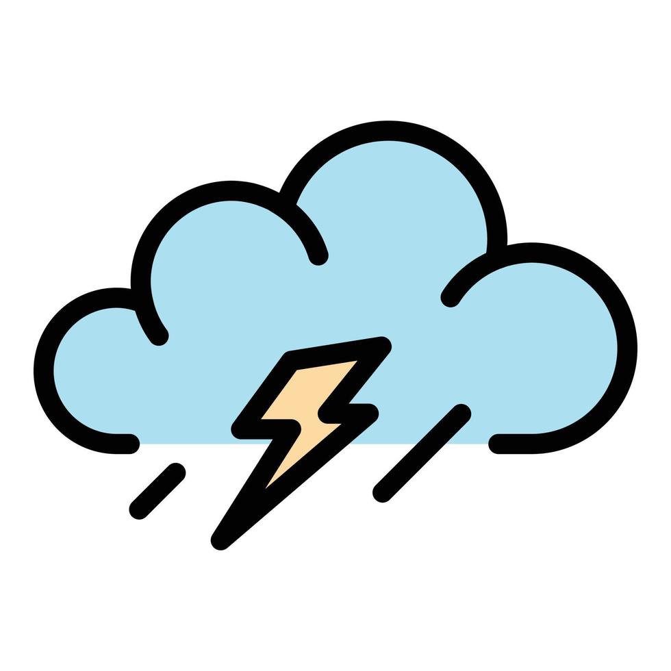 Lightning weather icon color outline vector