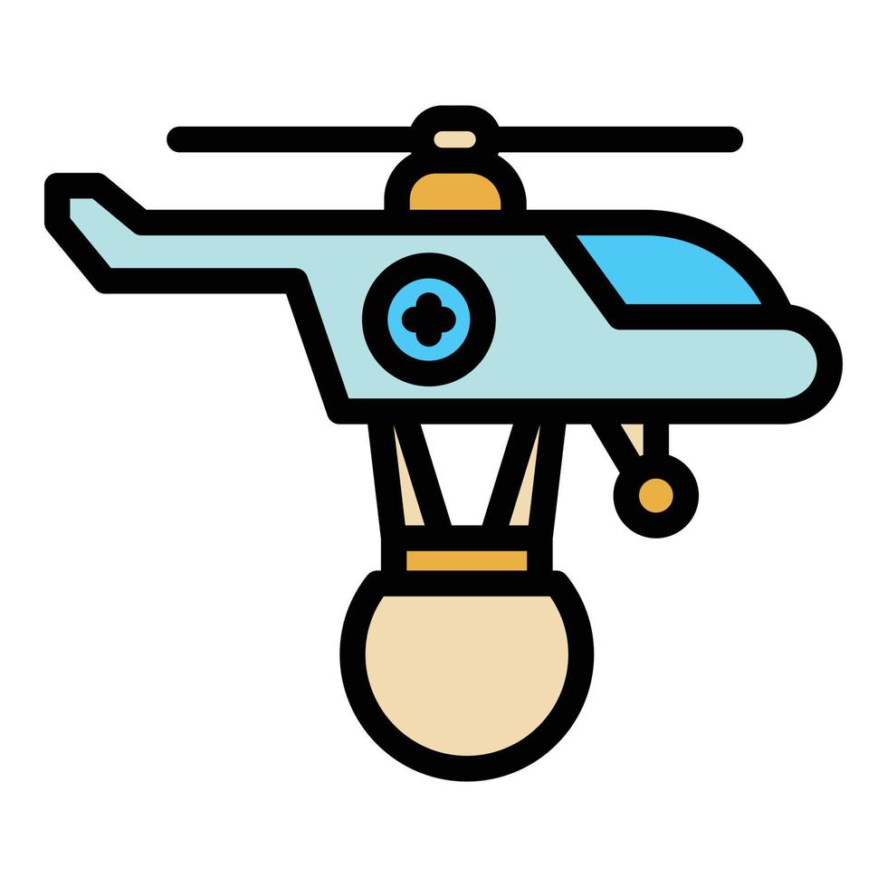 Firefighter rescue helicopter icon color outline vector