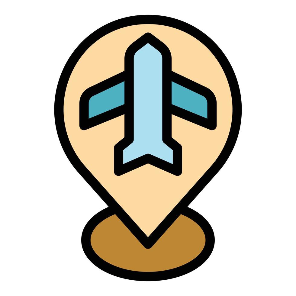 Plane itinerary icon color outline vector