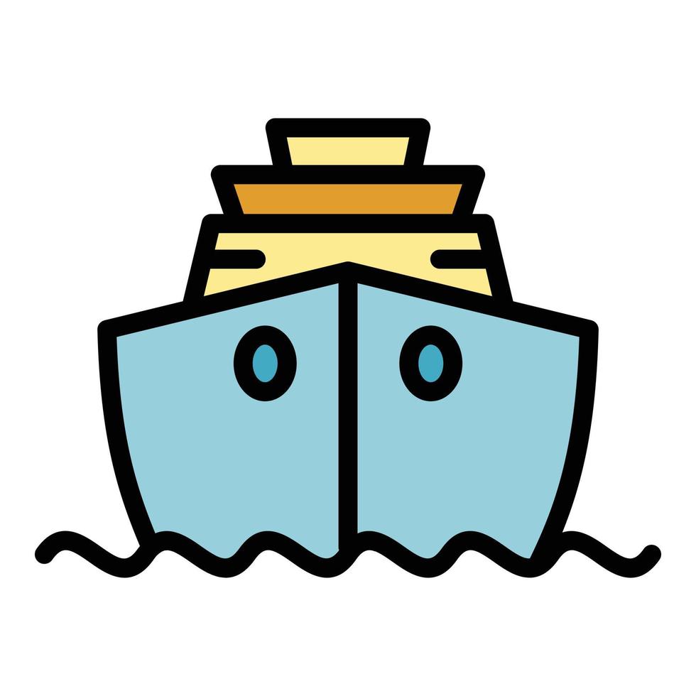 Motor rescue boat icon color outline vector