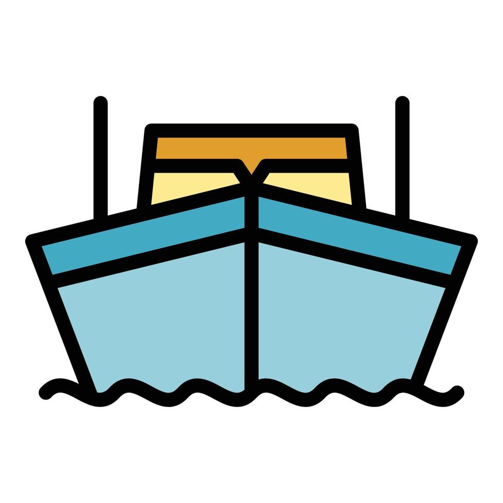 vector de esquema de color de icono de bote de rescate de la marina
