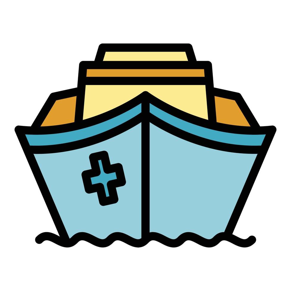 Rescue ship icon color outline vector
