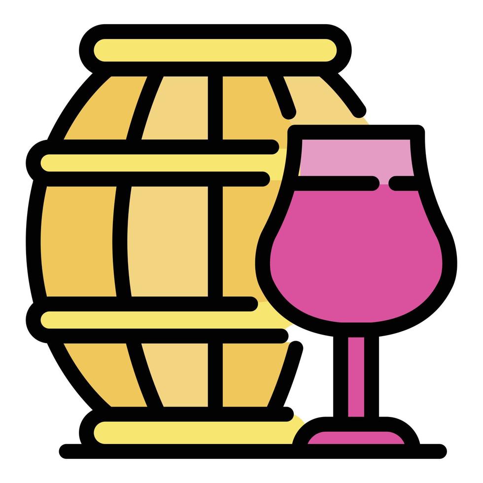 Glass and barrel icon color outline vector