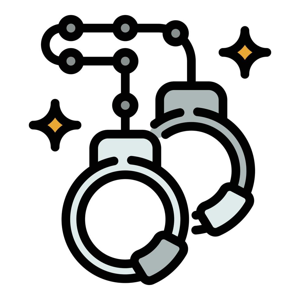 Steel handcuffs icon color outline vector