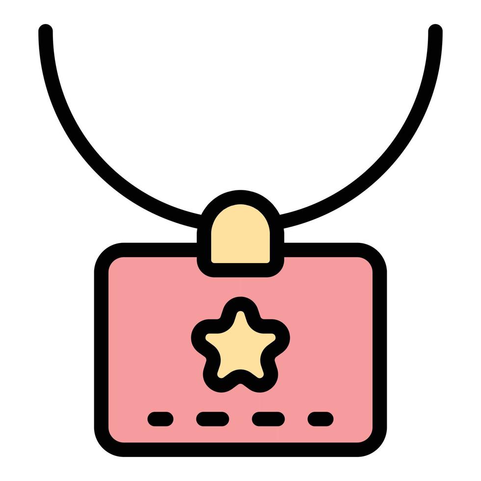 Dog star badge icon color outline vector