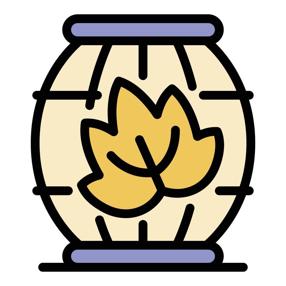 Barrel and leaf icon color outline vector