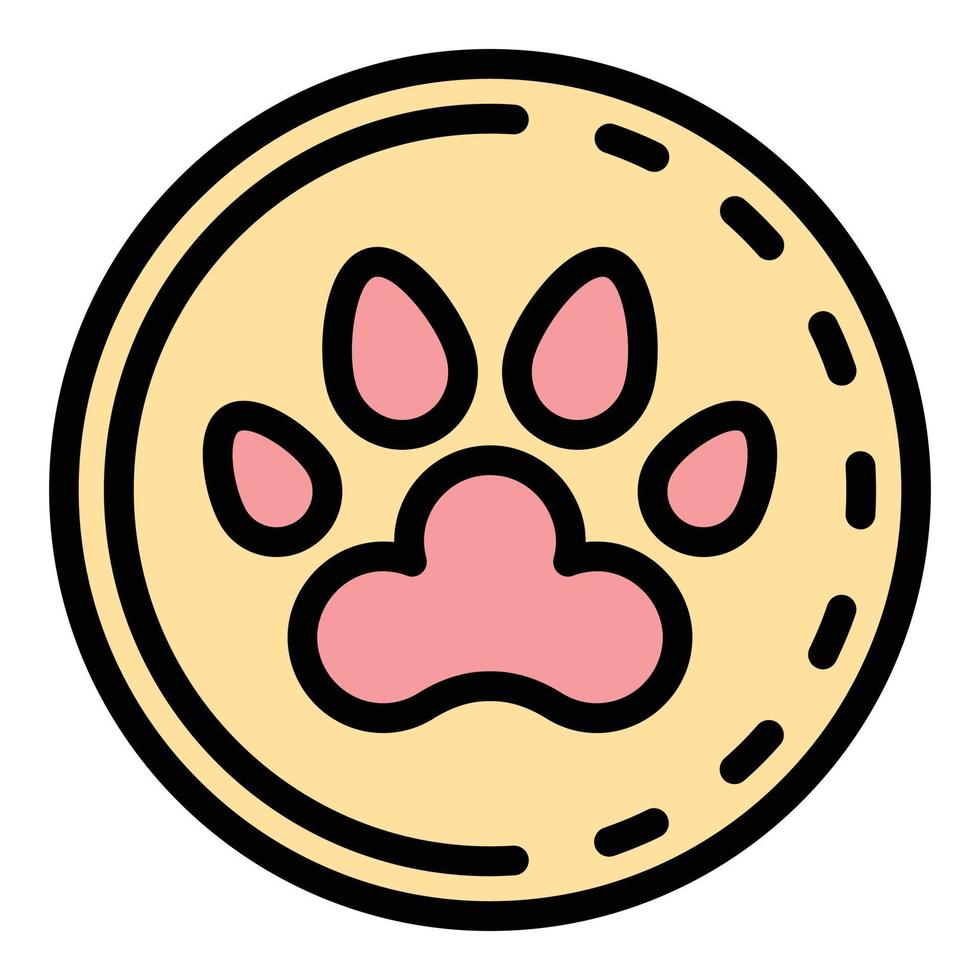 vector de esquema de color de icono de medalla de pata de perro