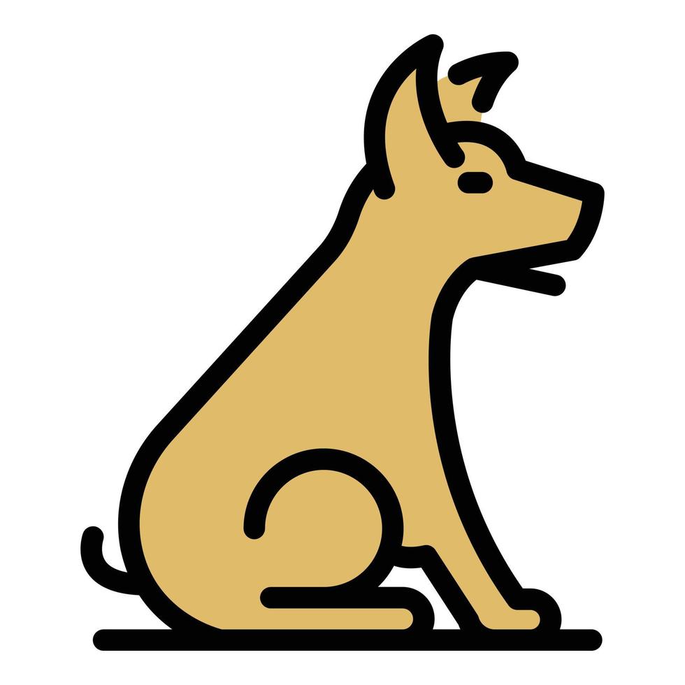 Sit down dog icon color outline vector