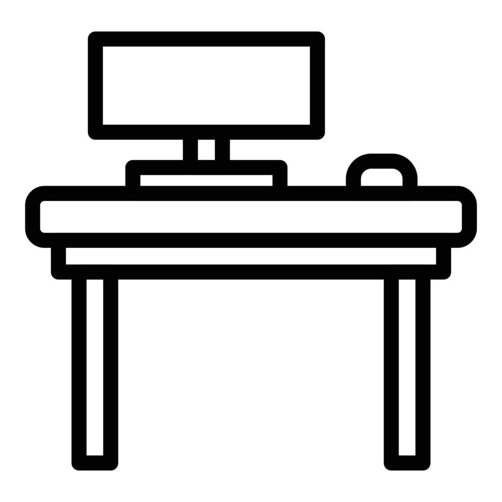 icono de escritorio de oficina inteligente, estilo de esquema vector