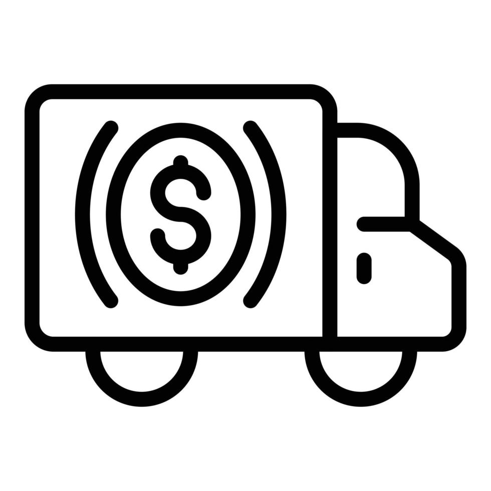 Bank reserves truck icon, outline style vector