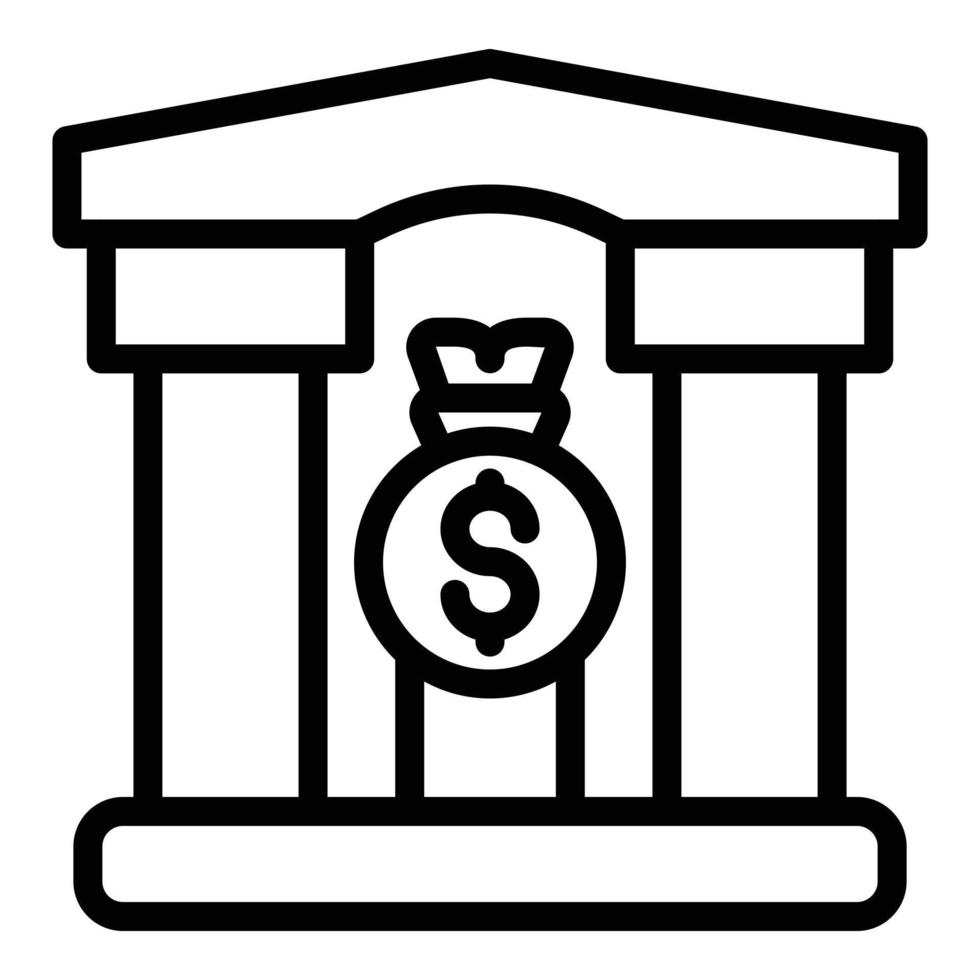 Bank building icon, outline style vector