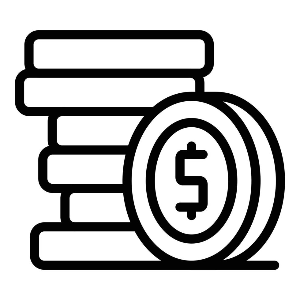 icono de monedas en efectivo, estilo de contorno vector