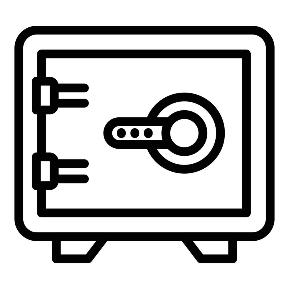 icono de caja fuerte de metal de sala de depósito, estilo de contorno vector