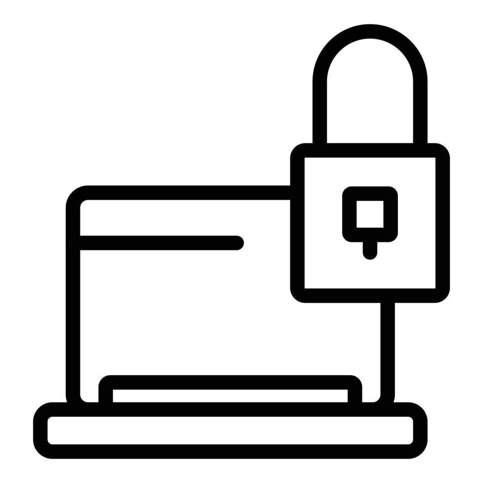 Api lock laptop icon, outline style vector